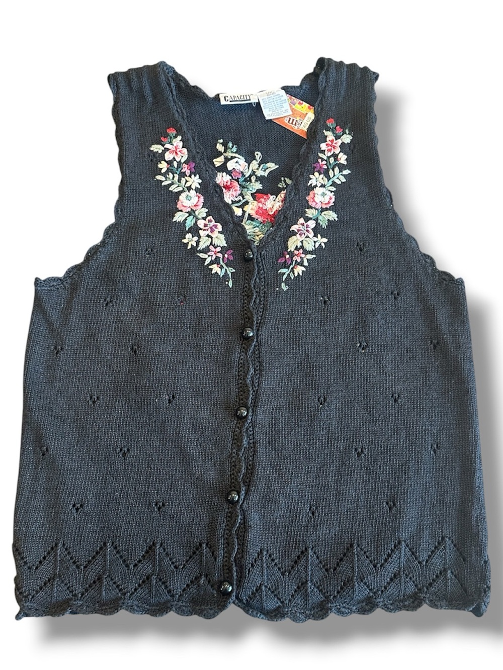Capacity Knitted Cardigan Sweater Vest - Large